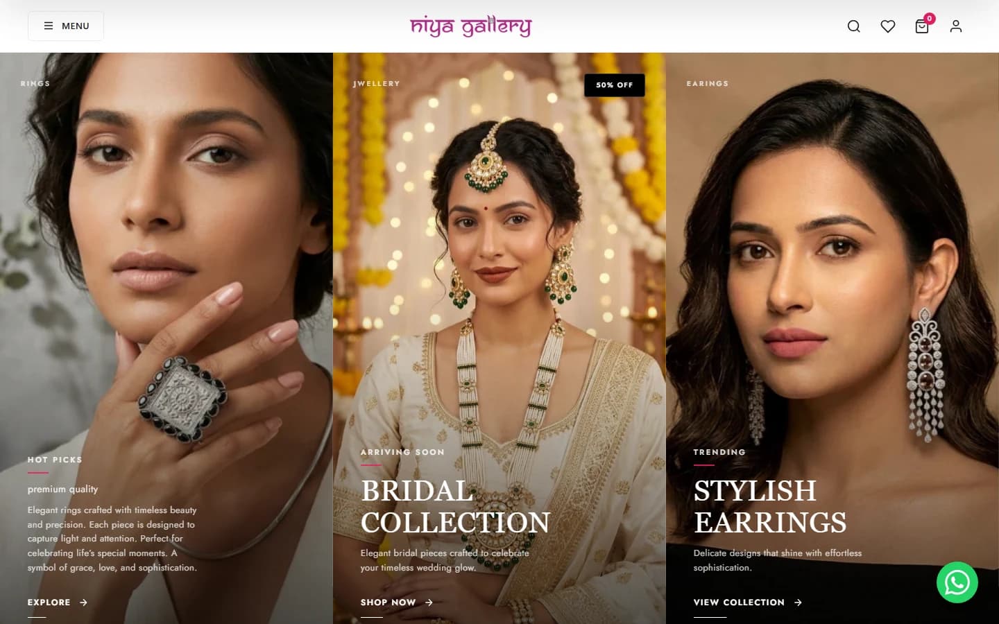 Niya Gallery website screenshot