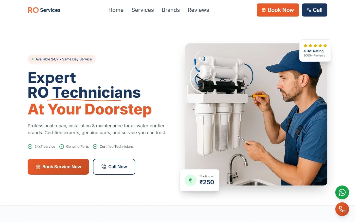 RO Services Near Me website screenshot
